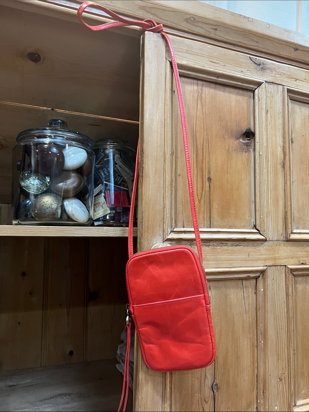 HOBO Fate Leather Crossbody in Flame Red